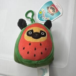 NWT Squishmallow Kellytoy Plush Prince the Pug as Watermelon Clip On 3.5"